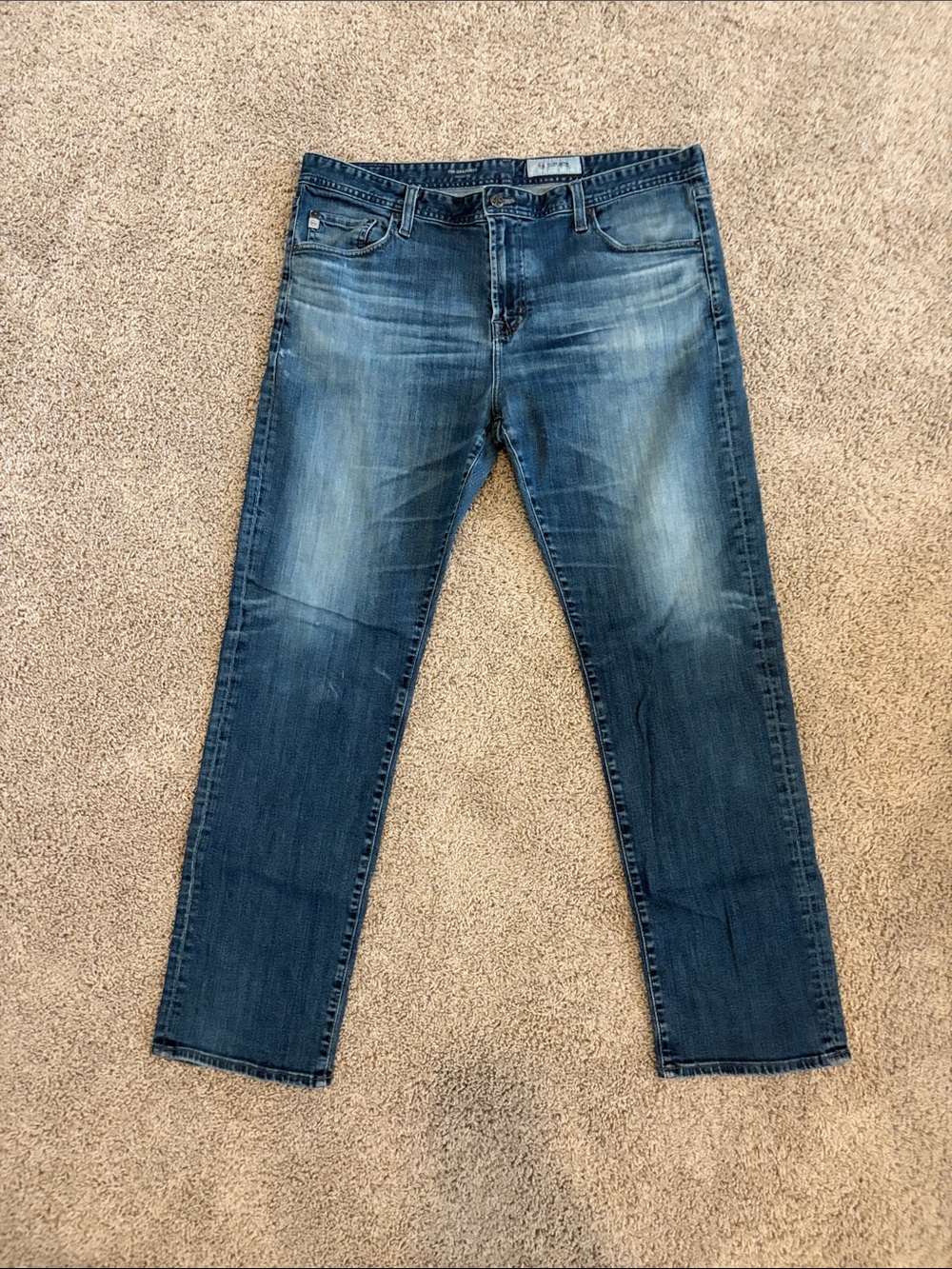AG Adriano Goldschmied Men's Faded Blue Straight Jeans